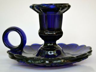 4 Mold Vintage Cobalt Blue Glass Finger Lamp/candle Holder