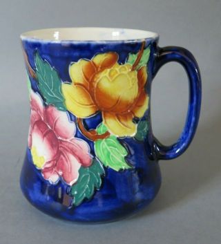 Vintage Maling Cobalt Blue Floral Mug Tankard Peona 6504 Circa 1940 