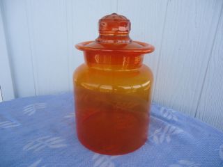Vintage Retro Orange Art Glass Large Canister Biscuit Barrel