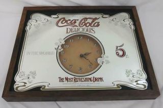 Vintage Intercraft " Fantasy Piece " Coca - Cola Framed Mirror With Clock