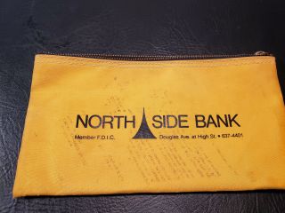Vintage North Side Bank Racine Wisconsin Deposit Bag Printed Money Bag