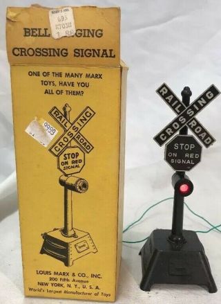 Vintage Louis Marx Bell Ringing Crossing Signal 417w/box (11i)