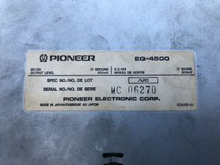 Vintage Pioneer EQ - 4500 Made In Japan - 9 Band Equalizer 4