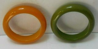 Vintage Bakelite Bangle Bracelets 1 - Butterscotch 1 - Green