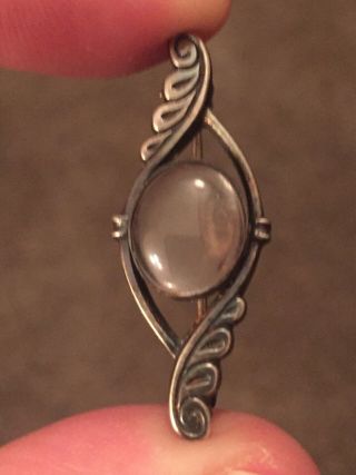 Vintage sterling silver rock crystal Quartz brooch pin 3