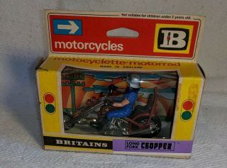 Vintage Britains Long Fork Chopper Motorcycle Toy Package Nos England