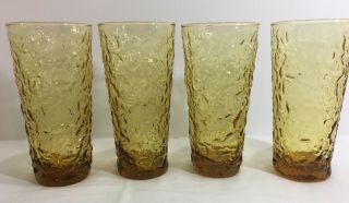 Vintage Drinking Glasses set of 4,  Honey Gold,  textured crinkled,  Lido Milano 2