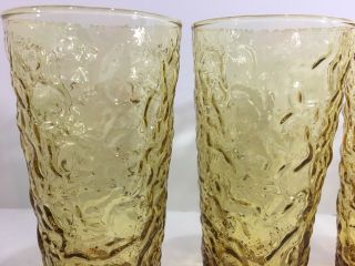 Vintage Drinking Glasses set of 4,  Honey Gold,  textured crinkled,  Lido Milano 3
