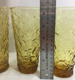 Vintage Drinking Glasses set of 4,  Honey Gold,  textured crinkled,  Lido Milano 5