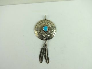 Vintage Sterling Silver Native American A.  Payton Navajo Eagle Feather Pendant