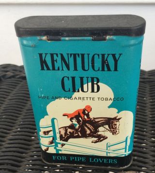 Vintage Tobacco Tin Kentucky Club Pipe And Cigarette Tobacco Single Horse