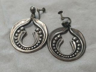 Los Ballesteros Sterling Silver Earrings Hand Made In Mexico Vintage