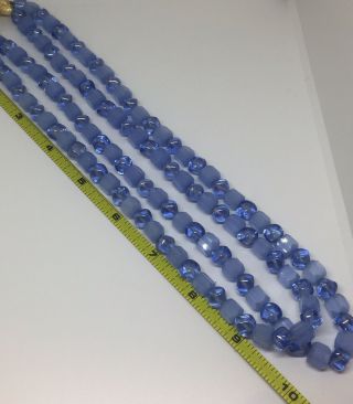 Vintage Crown Trifari blue glass beads necklace 6