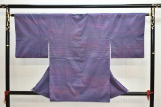 Vintage Silk Kimono Jacket:elegant Purple Gradation/stripe@ym95