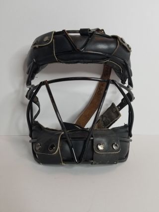 Vintage Mizuno Baseball Catchers Umpire Leather Metal Face Mask Protective Gear
