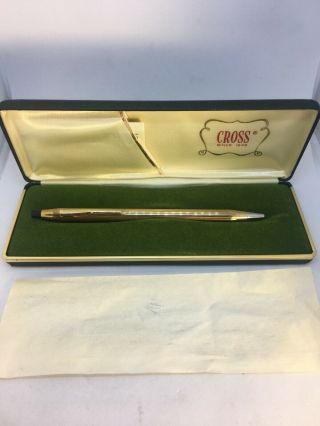 Cross Ballpoint Pen Vintage 1/20 10 Kt Gold Filled With Case Paperwork