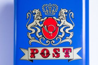 Vintage J.  H.  POST Wall Mount Mailbox Made In Sweden/Blue With Double Lion Crest 2