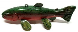 Vintage Mike Ott Trout Listed Carver Fish Spearing Decoy Ice Fishing Lure