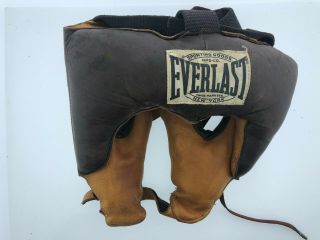 Vintage Everlast White Label Boxing Head Guard Gear Brown / Yellow
