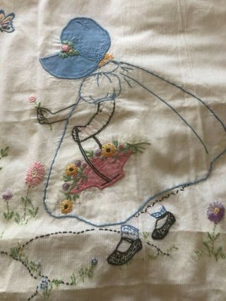 Vintage Baby Bed Coverlet And Pillow Girl Garden Flowers