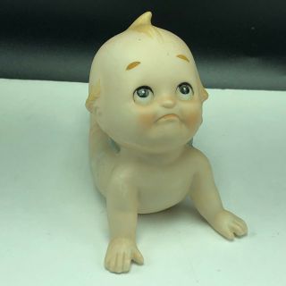 Lefton Kewpie Figurine Vintage Porcelain Doll Sculpture Baby Crawl Naked Putti