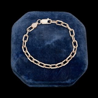 Vintage Designer Sterling 925 Silver Geometric Cable Link Chain Charm Bracelet