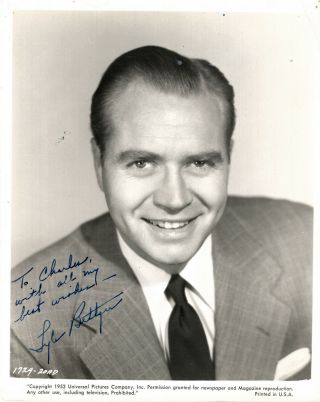 American Character Actor Lyle Bettger,  Signed Vintage Studio Photo.