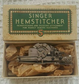Vintage Singer Hemstitcher & Picoting Attachment W/ Instr.  & Box