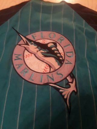 VINTAGE 1990 ' s Florida Marlins Reversible Jacket Rare National League Patch 3