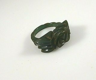 Vintage Dark Green Bakelite Deeply Carved Ring (size 7) Simichrome