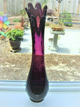Vtg Mid Century Large Amethyst Purple Swung Vase Line 17 " Must L@@k