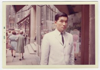 Vintage Photo Handsome Young Man Asian City Street Found Art 1960 