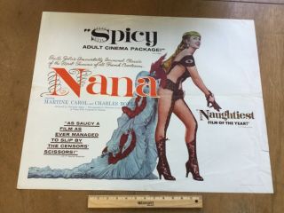 22x28 Half Sheet Theater Lobby Vtg Movie Film Poster Nana Adult Cinema Naughty