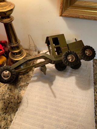 Tonka Road Grader Vintage Army Pressed Steel Mid - Century 1960’s Played With Toy