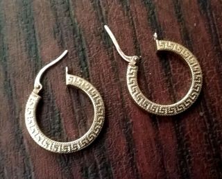 Vintage 14k Gold Earrings With Greek Key Design