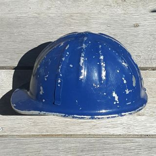 Vintage McDonald T MSA Aluminum Hard Hat Helmet Government Mine Safety Blue SRV 2
