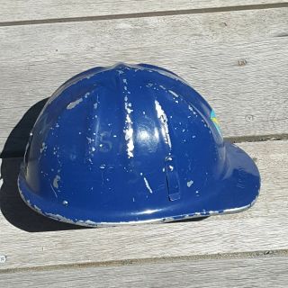 Vintage McDonald T MSA Aluminum Hard Hat Helmet Government Mine Safety Blue SRV 3