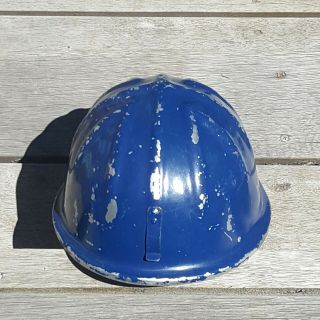 Vintage McDonald T MSA Aluminum Hard Hat Helmet Government Mine Safety Blue SRV 4