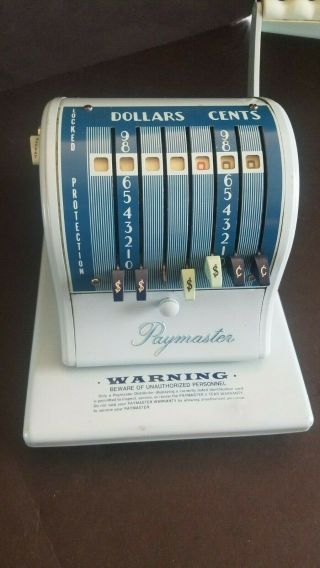 Vtg Paymaster Payroll Machine Series S - 1000 Check Writer Printer No Key