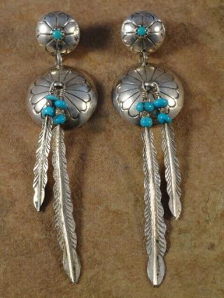 Vintage Pawn Navajo Sterling Silver & Turquoise Shield Earrings