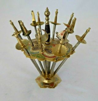 Vintage Barware Toledo Cocktail Sword Picks,  Brass,  Retro,  Made In Spain 13pcs