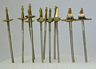 Vintage Barware Toledo Cocktail Sword Picks,  Brass,  Retro,  Made in Spain 13pcs 7