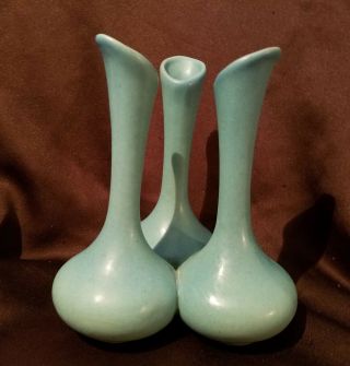 Vintage Signed Blue Art Glass Pottery Vase,  Makers Mark,  Signed,  Handmade
