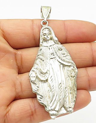 925 Sterling Silver - Vintage 1 Of A Kind Virgin Mary Religious Pendant - P5741