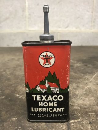 Vintage Texaco Home Lubricant Oil Lead Top Handy Oiler 4oz Can Gas Oil Empty