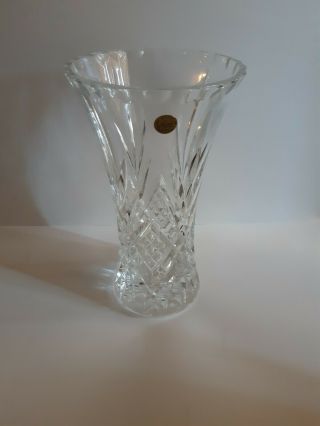 Vintage Masquerade 24 Lead Clear Crystal Large Flower Vase 11.  75 " Tall