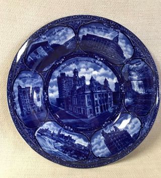 Vintage Staffordshire Flow Blue Plate Minneapolis Minn.  R&m Rowland Marsellus