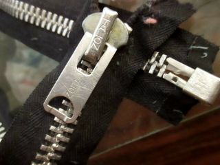 True Vtg 70s 16 " Military Aluminum Heavy Jacket Zipper Talon Black Tape Usa