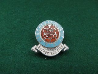 Vintage Manchester City F C Supporters Lapel/buttonhole Enamel Badge In Vgc