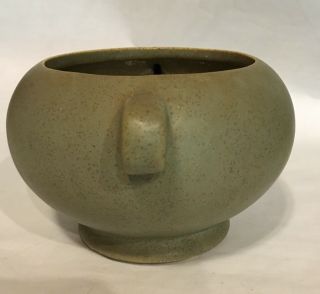 Vintage McCoy Floraline Pottery Planter Bowl Vase Speckled Sage Green 4